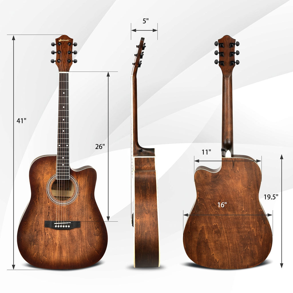 41 Inch Full Size Cutaway Acoustic Guitar Set for Beginner