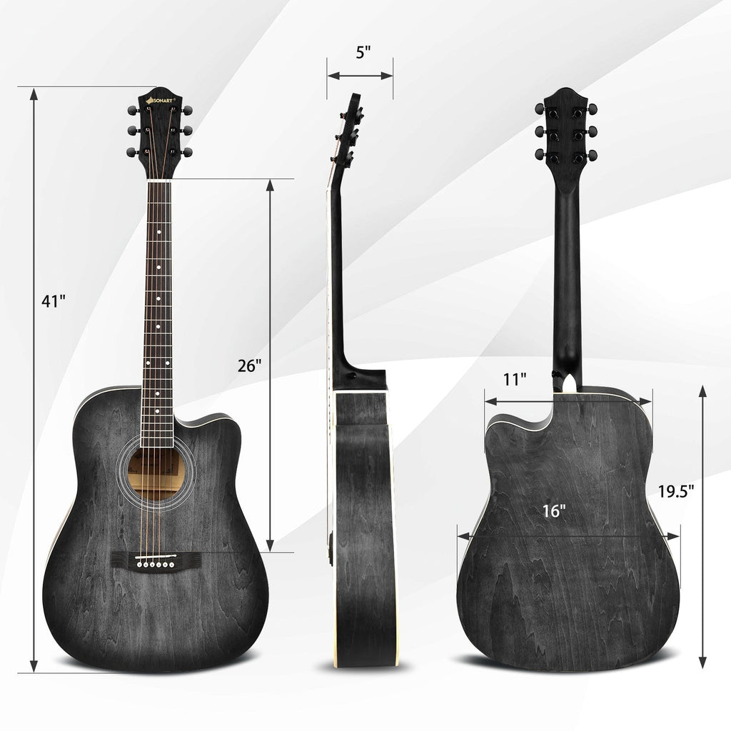 41 Inch Full Size Cutaway Acoustic Guitar Set for Beginner