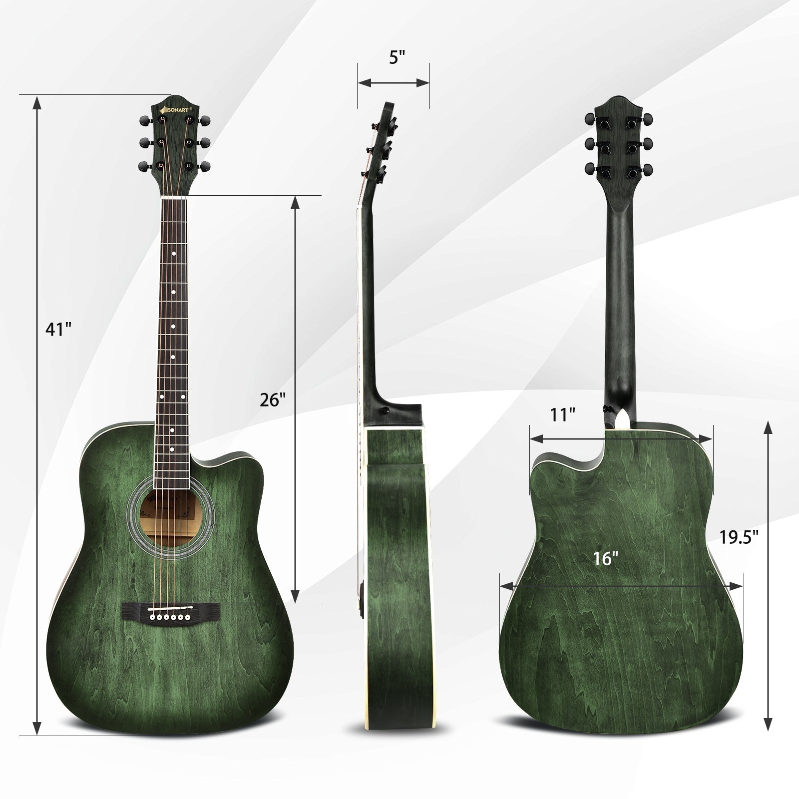 41 Inch Full Size Cutaway Acoustic Guitar Set for Beginner