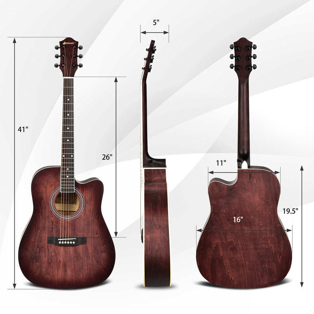41 Inch Full Size Cutaway Acoustic Guitar Set for Beginner