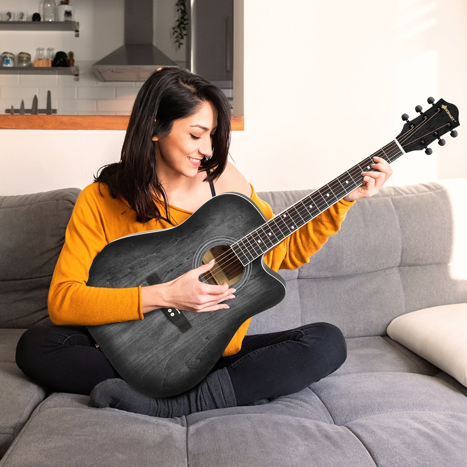 41 Inch Full Size Cutaway Acoustic Guitar Set for Beginner