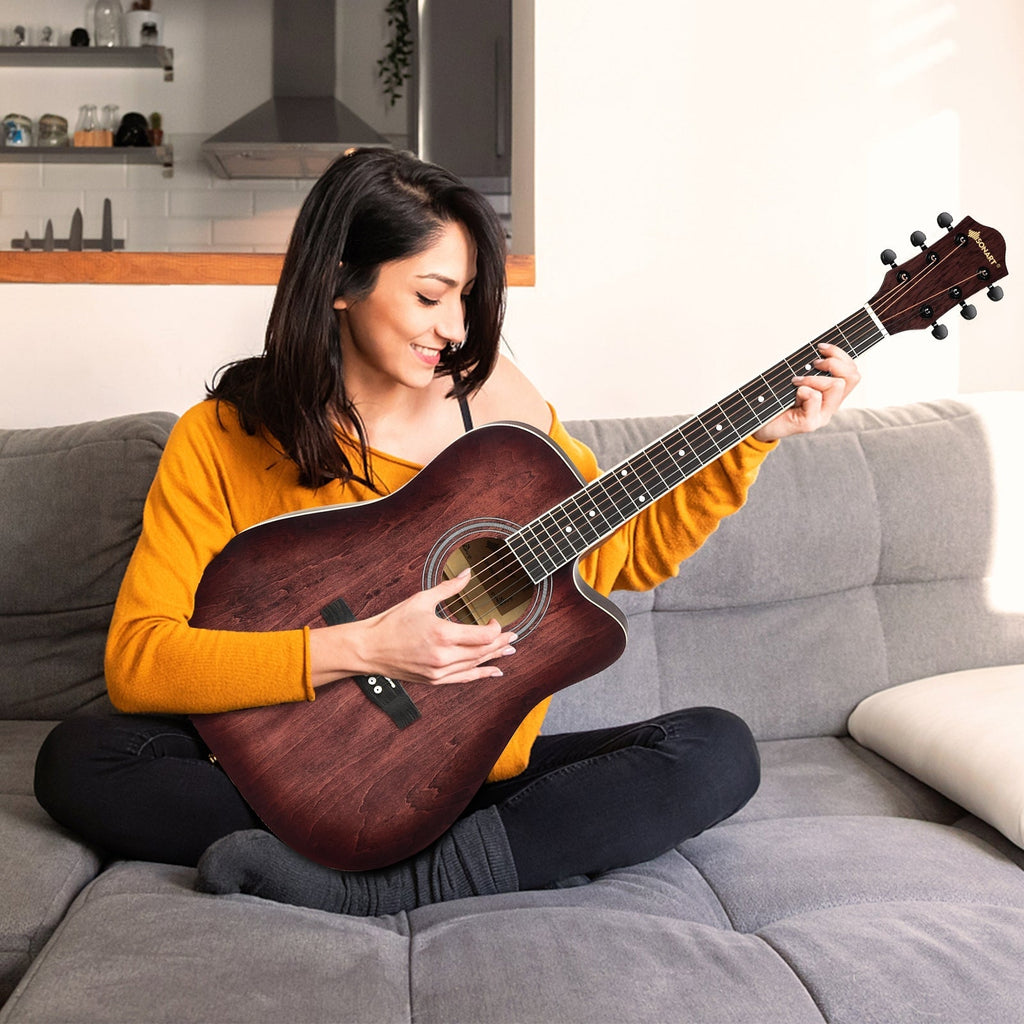 41 Inch Full Size Cutaway Acoustic Guitar Set for Beginner