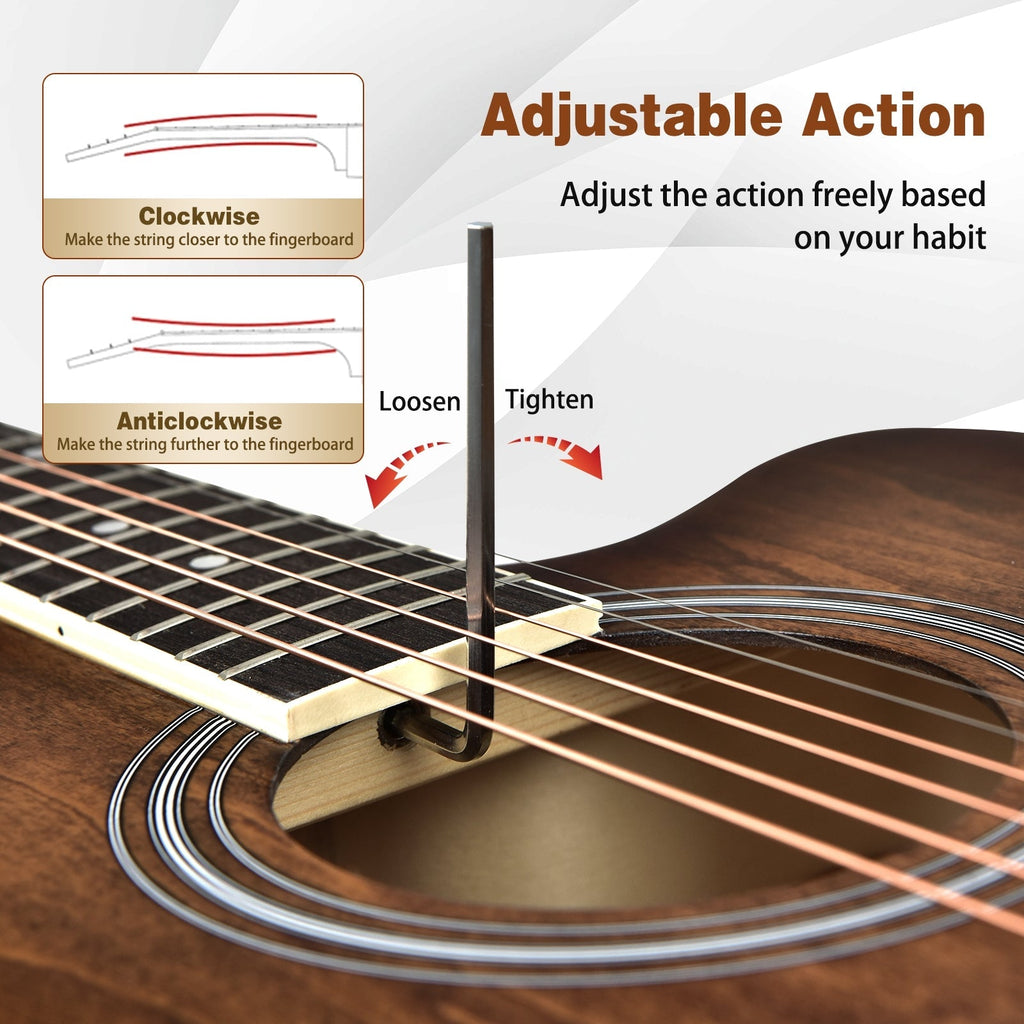 41 Inch Full Size Cutaway Acoustic Guitar Set for Beginner