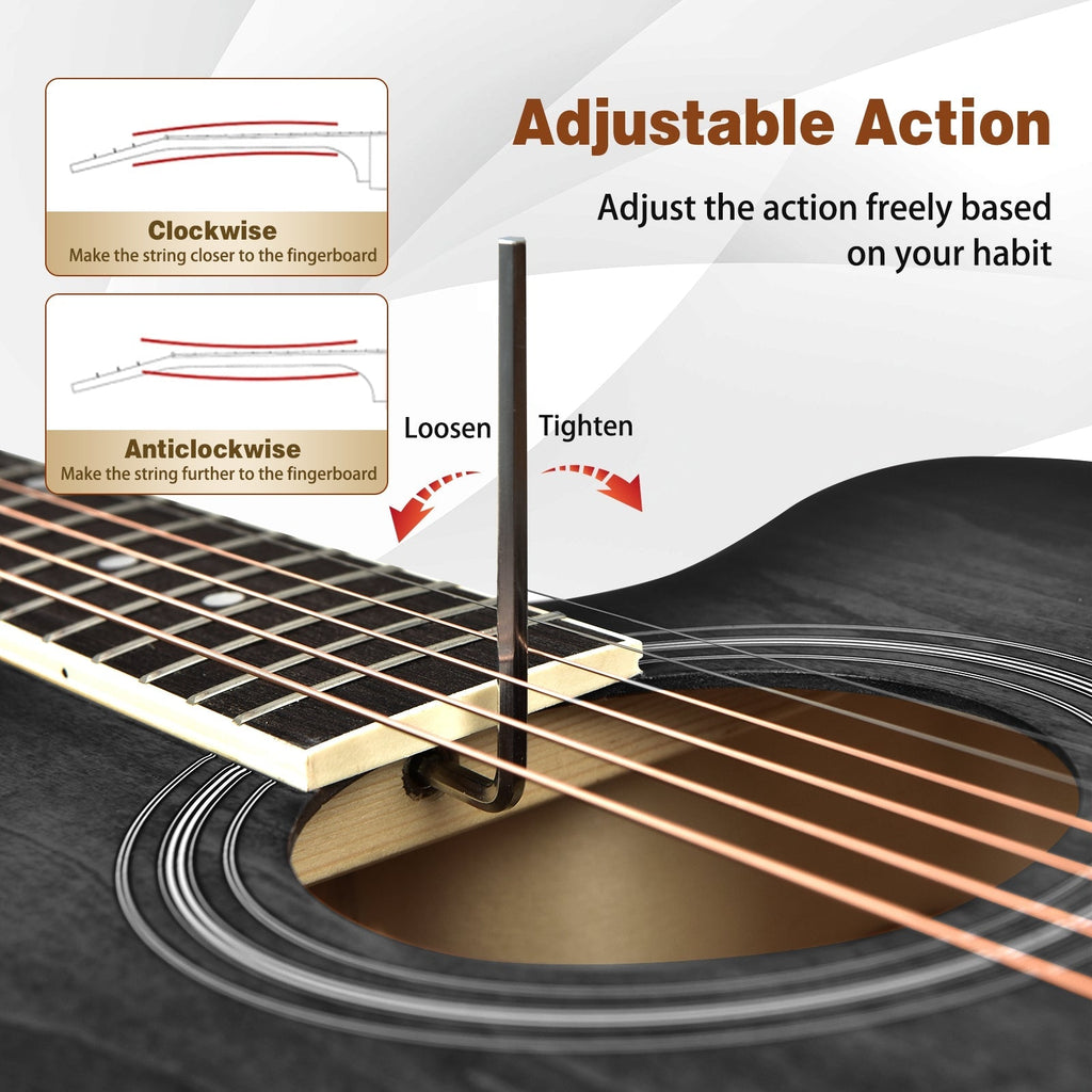 41 Inch Full Size Cutaway Acoustic Guitar Set for Beginner