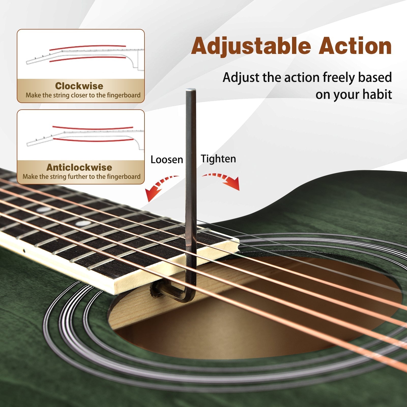 41 Inch Full Size Cutaway Acoustic Guitar Set for Beginner