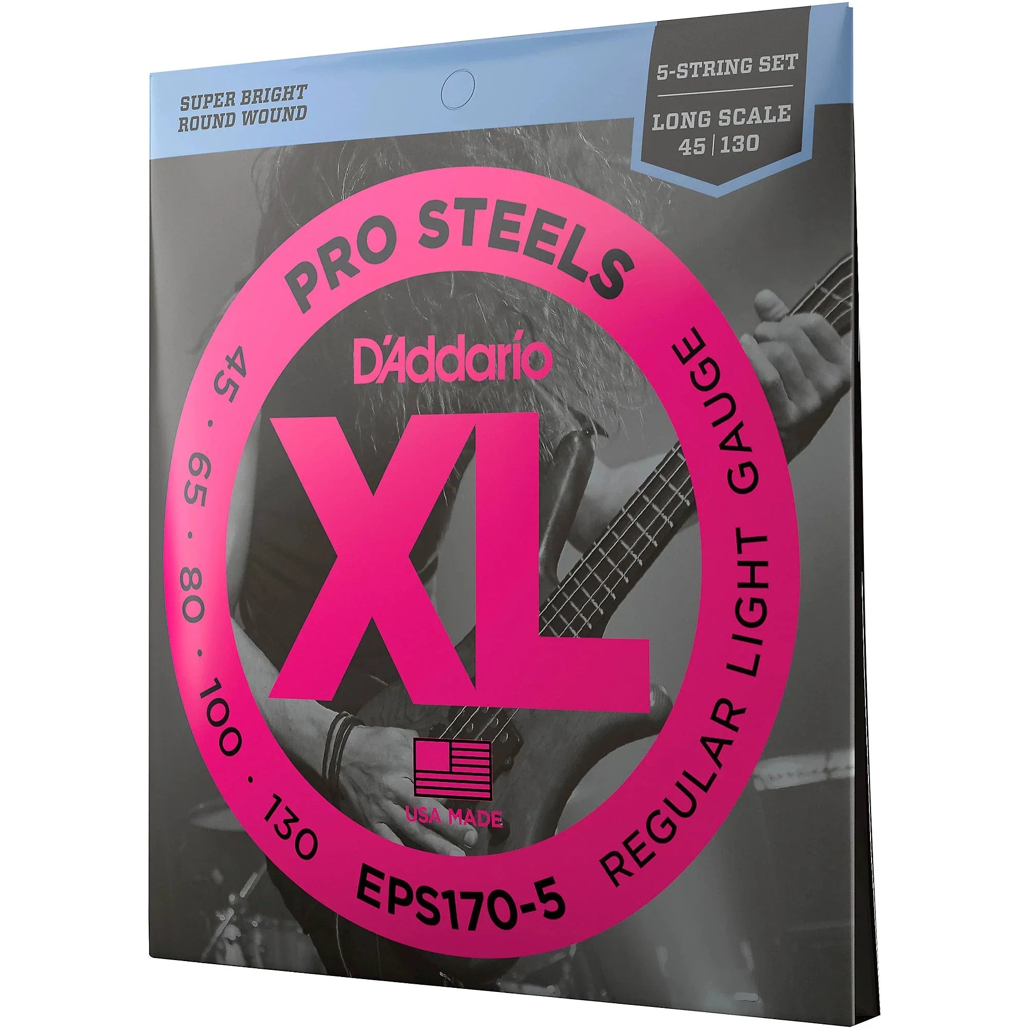 D’Addario EXL170-5 XL Nickel Bass Strings – 45-130 Regular Light (5-String, Long Scale)