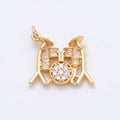 16K Gold Filled 20mm Micro Paved CZ Drum Kit Set Musical Instrument Charm | Charms-00862