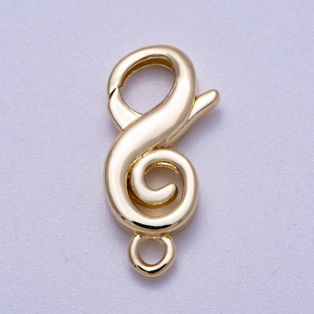 16K Gold Filled 23mm Treble Clef Music Lobster Clasps in Gold & Silver | Findings-00158 Findings-00159