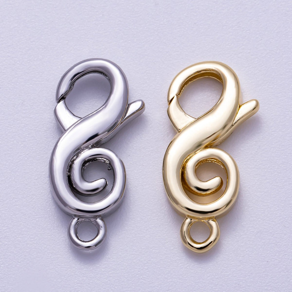 16K Gold Filled 23mm Treble Clef Music Lobster Clasps in Gold & Silver | Findings-00158 Findings-00159