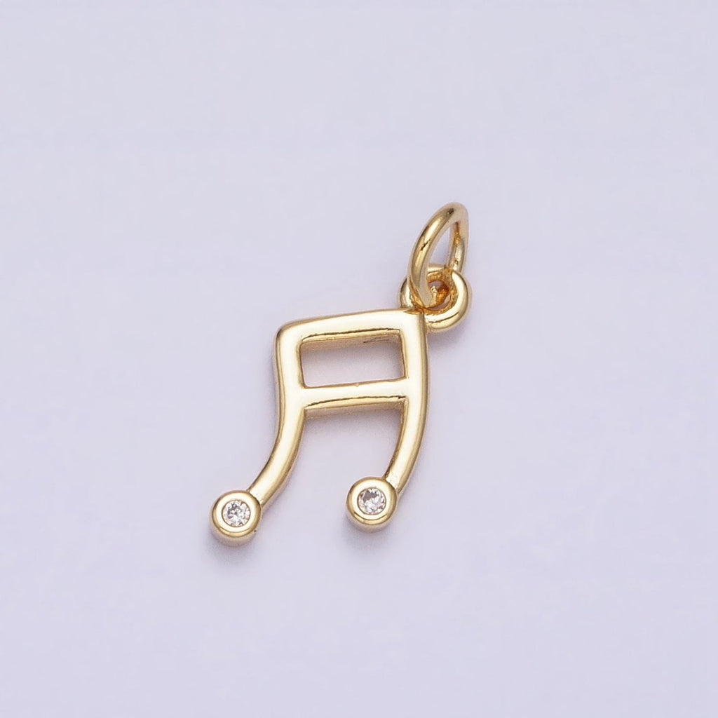 16K Gold Filled Mini Musical Note Beam CZ Add-On Charm | AC1164
