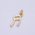 16K Gold Filled Mini Musical Note Beam CZ Add-On Charm | AC1164