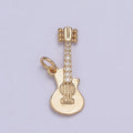 16k Gold Filled Rock n Roll Tiny Guitar Charm Musician Guitarist with CZ Pendant Necklace N-429