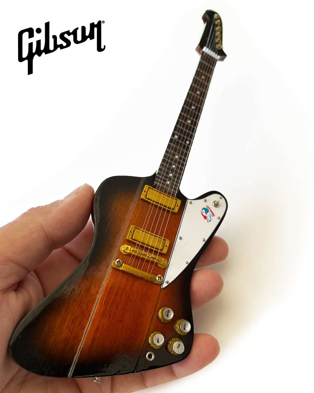Tom Petty Signature Gibson Firebird V Sunburst Miniature Guitar Model - Red & Blue Logo
