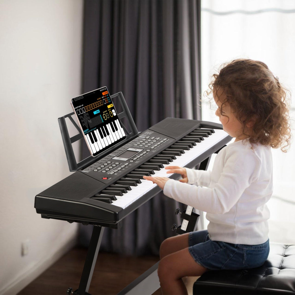 61 Keys Digital Music Keyboard Electric Piano Electronic Musical Instrument Kids Learning Keyboard with Microphone for 3-12 Year Old Kids Girls Boys