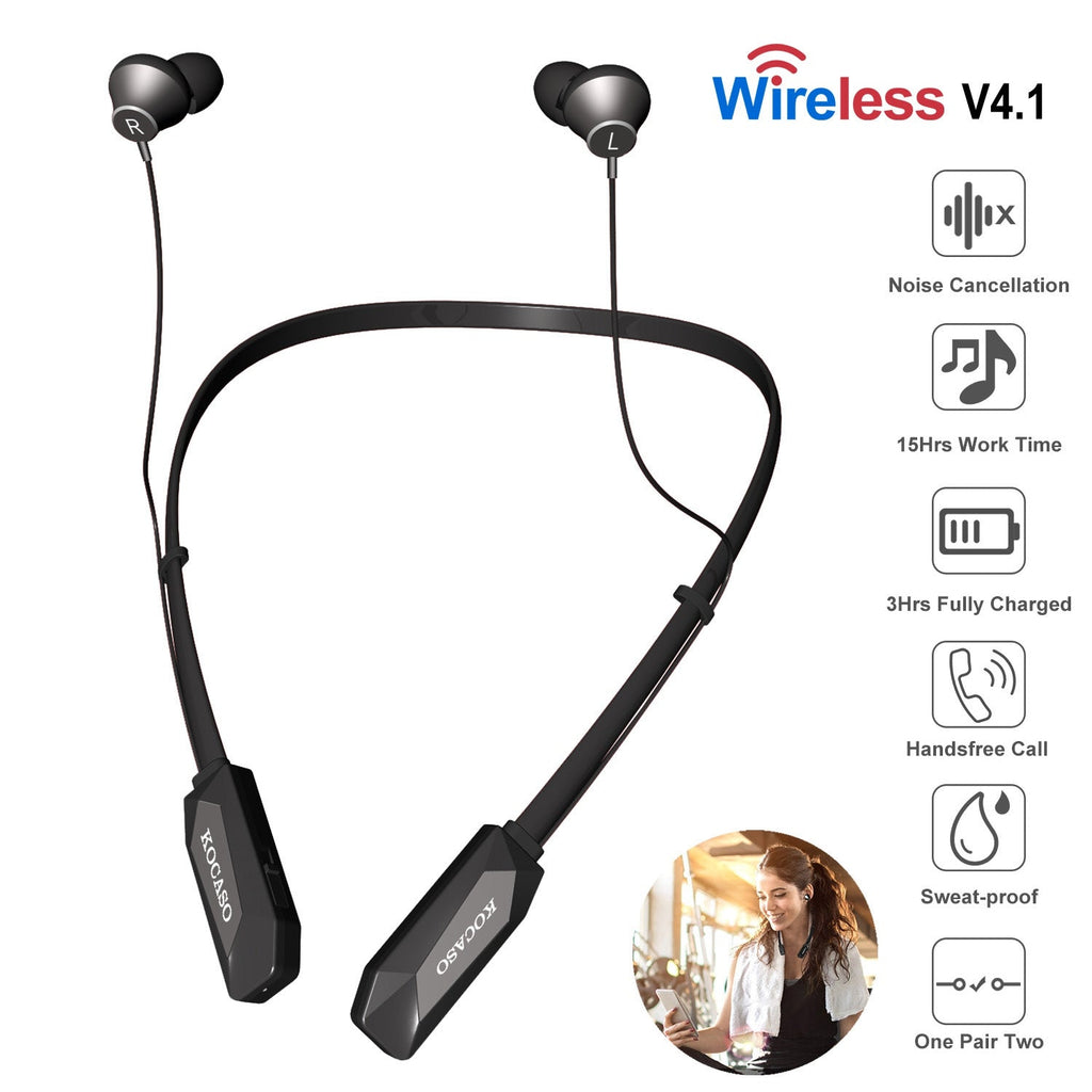 Wireless Neckband Headphones V4.2 Sweat-proof Sport Headsets Earbuds In-Ear Magnetic Neckbands Stereo Earphone Deep Bass Earphone w/Mic 15Hrs Work Run