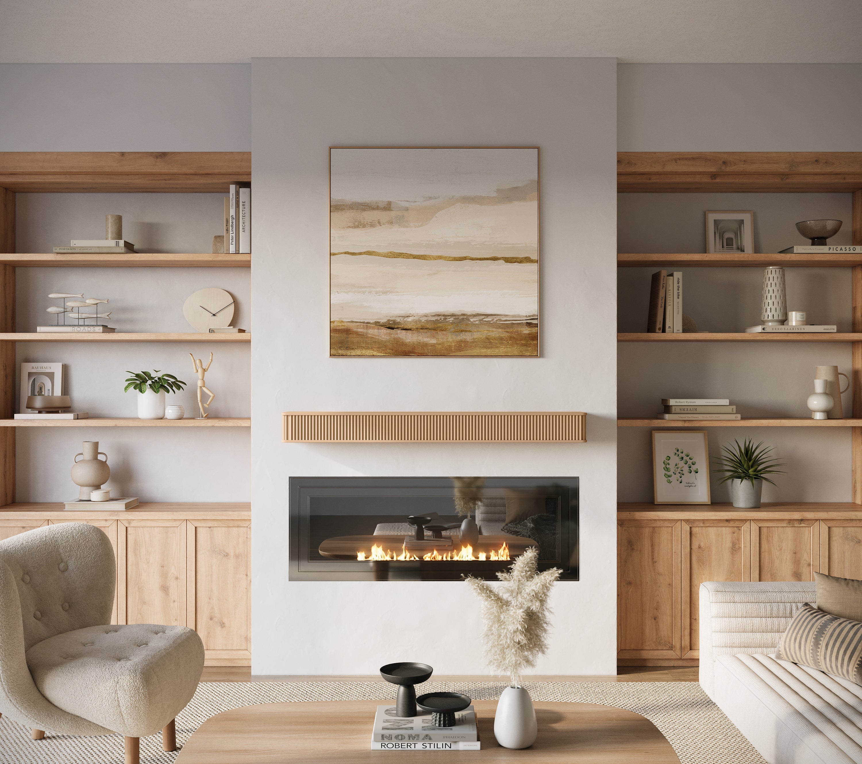 Fluted Fireplace Mantel Shelf – Real Wood