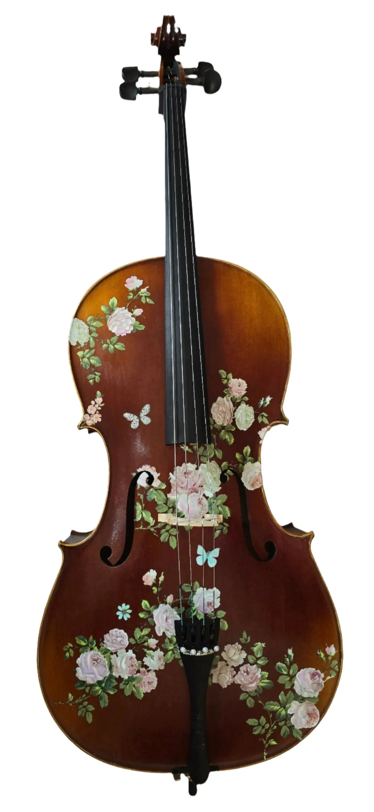 Rose Delight Cello Outfit | Pearl & Crystal Tailpiece, Brazilwood Bow & Case
