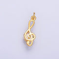 24K Gold Filled 16mm CZ Treble Clef Musical Note Charm in Gold & Silver | W890