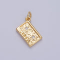 24K Gold Filled CZ Vintage Cassette Music Tape Charm in Gold & Silver | W415