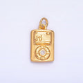 24K Gold Filled CZ Vintage Music Player Multidimensional 3D Charm | W042