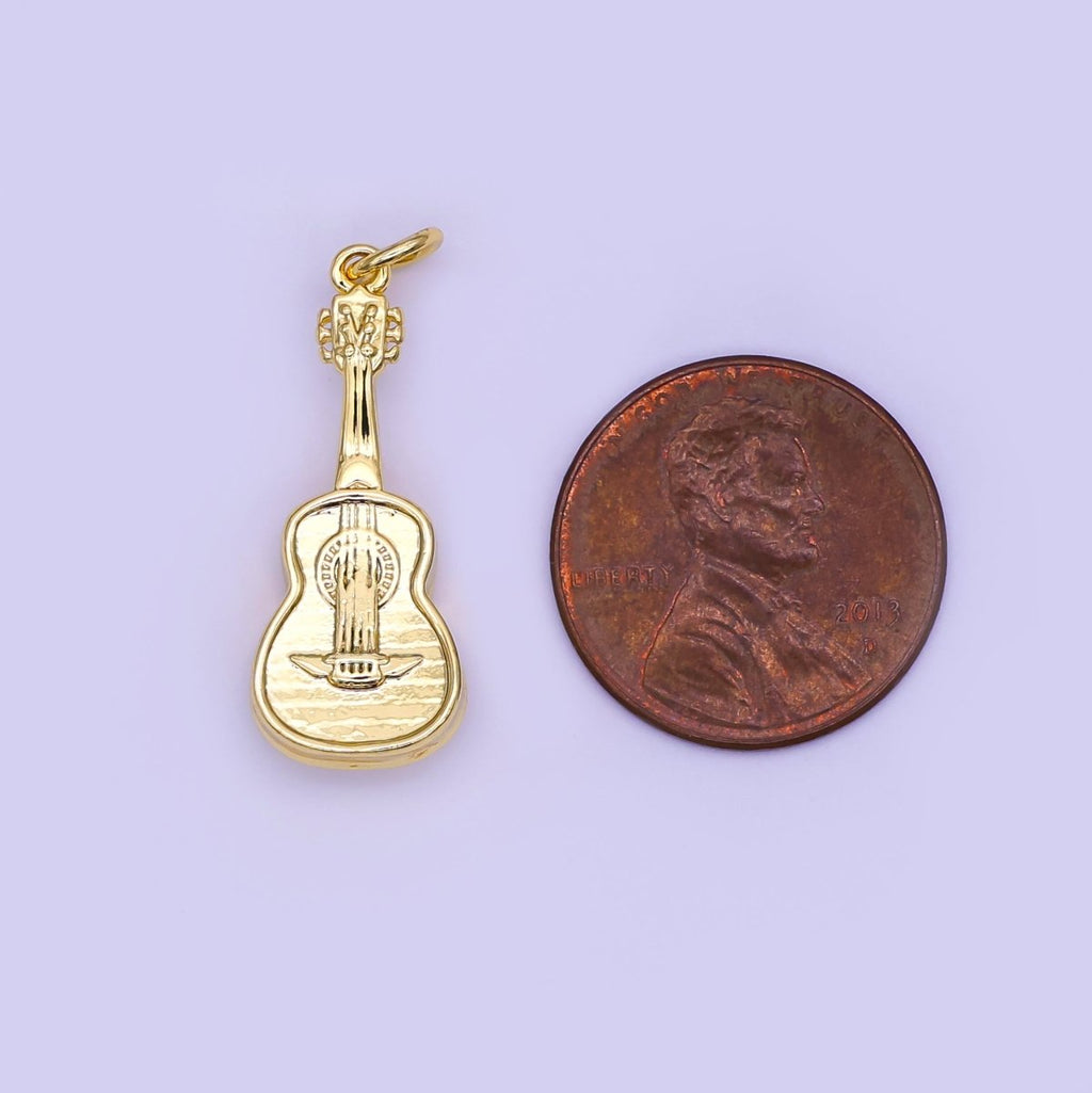 24K Gold Filled Guitar Musical Instrument Multidimensional 3D Charm | N122