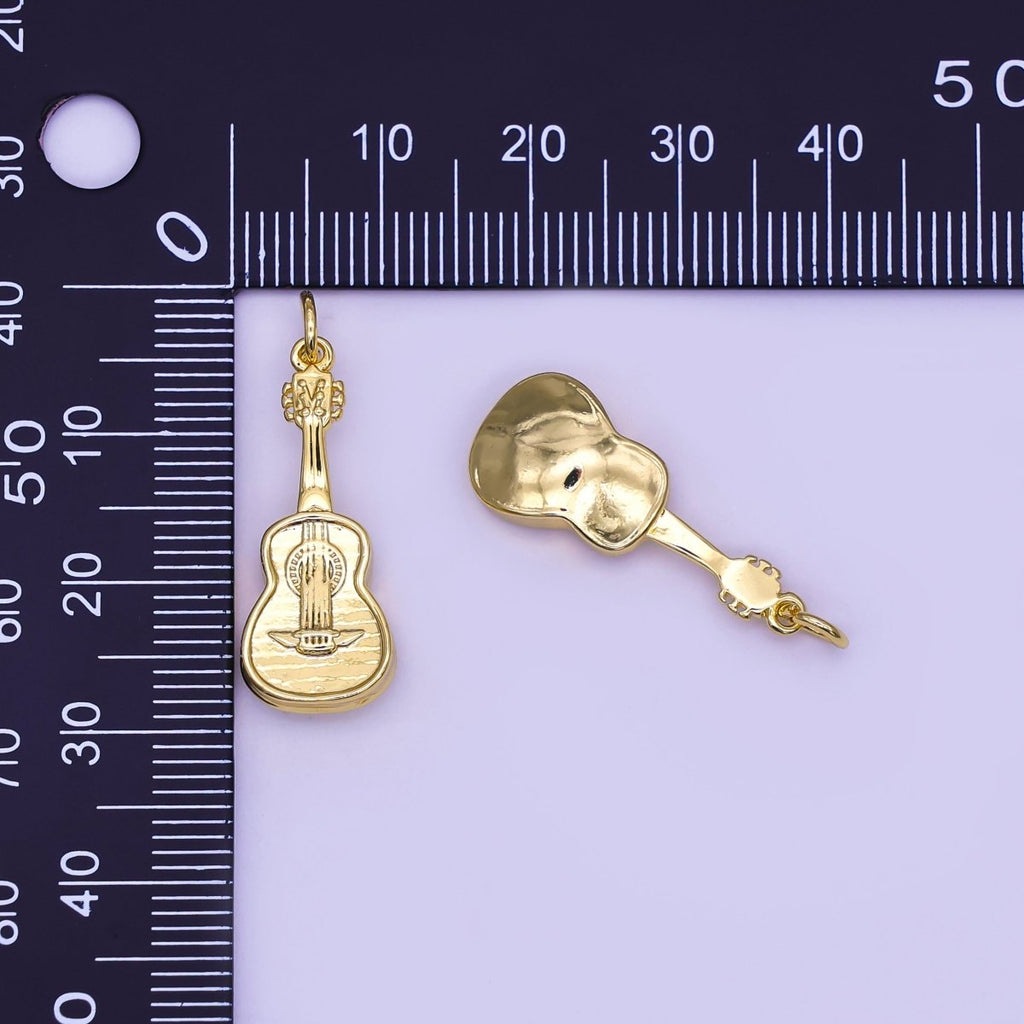 24K Gold Filled Guitar Musical Instrument Multidimensional 3D Charm | N122