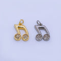24K Gold Filled Micro Paved CZ Musical Note Charm in Gold & Silver | AJ372
