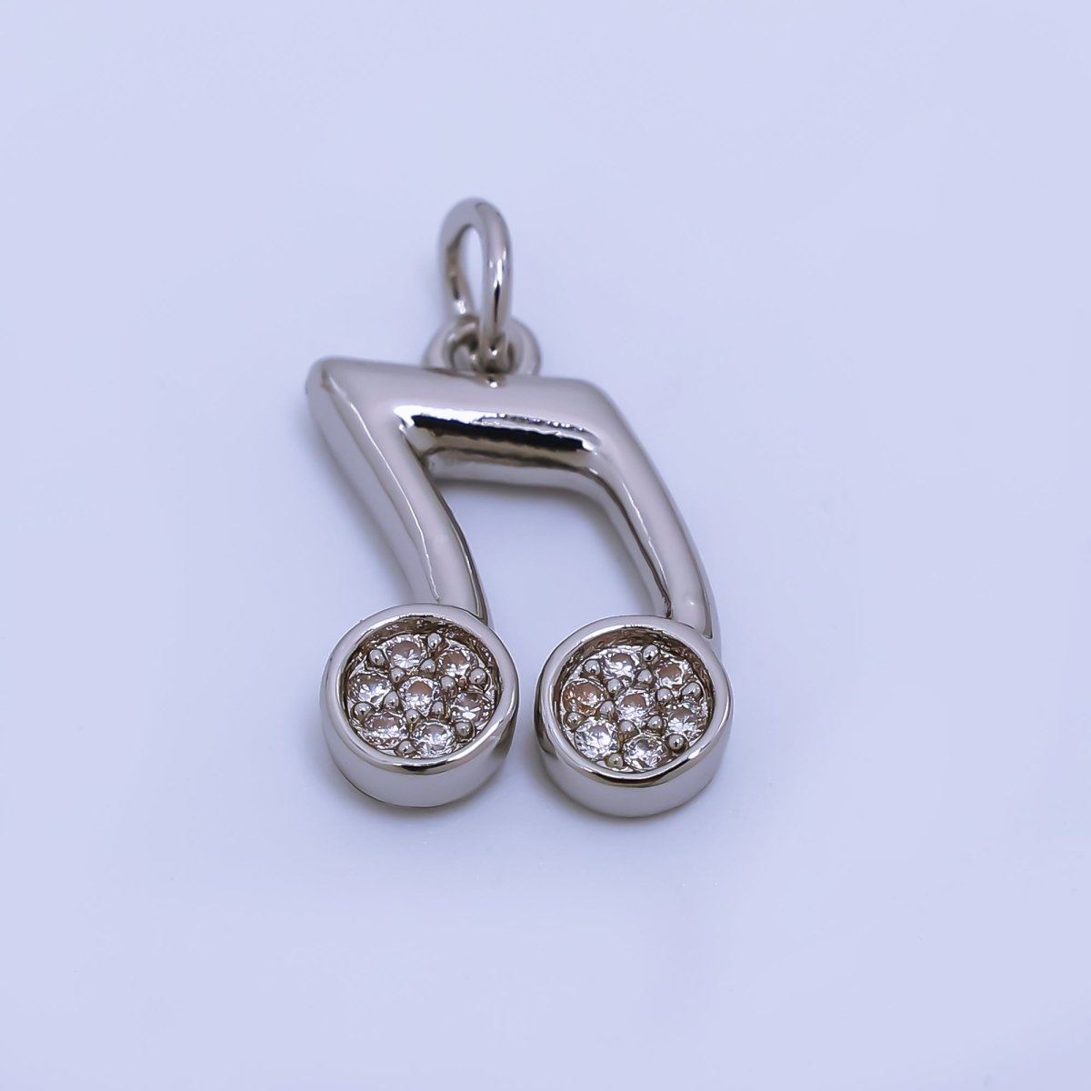 24K Gold Filled Micro Paved CZ Musical Note Charm in Gold & Silver | AJ372