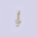 24K Gold Filled Mini Music Notes Charm Micro Pave CZ Pendant | AJ-364