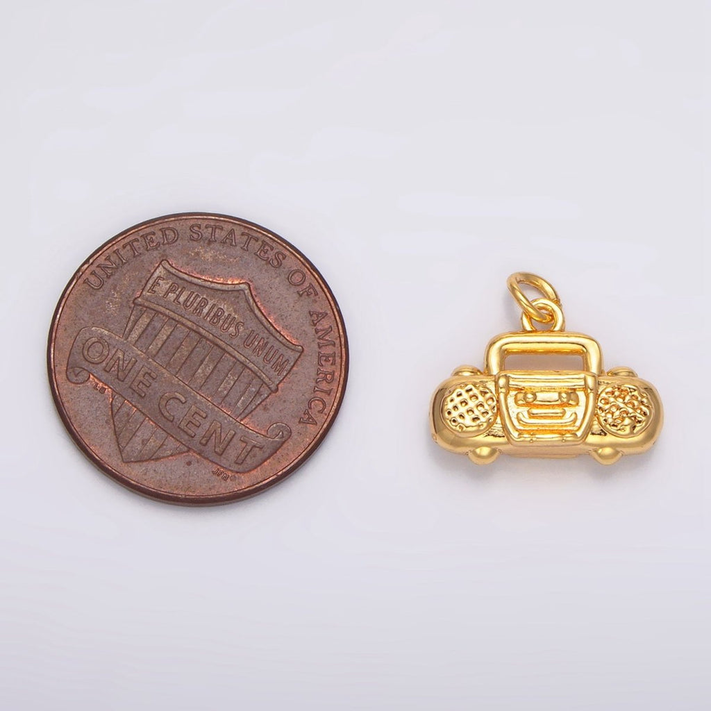 24K Gold Filled Radio Music Multidimensional 3D Charm | W090