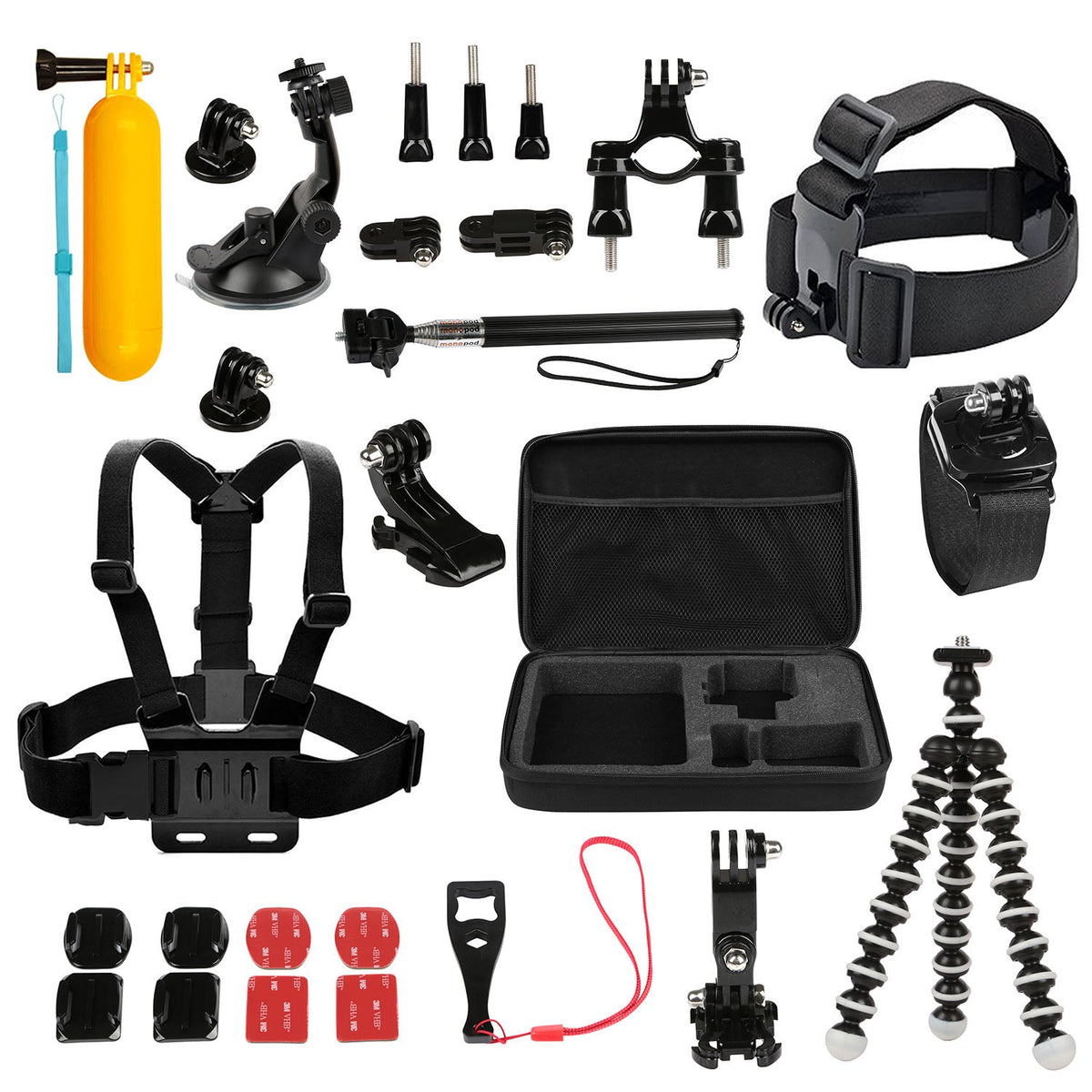 26 In 1 Camera Accessories Kit Fit For GoPro Hero 5/4/3+/3/2/1 Camera Outdoor Sports Action Camera Accessories Kit w/ Chest Strap Selfie Stick Floatin