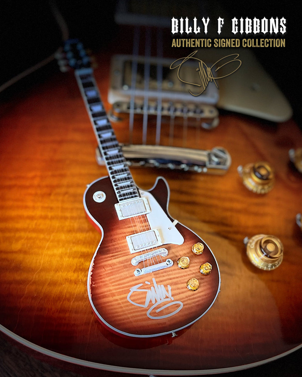 Billy F Gibbons AUTOGRAPHED COLLECTION Signature 1:4 Scale Mini Guitar Models - 1ST EDITION 2023