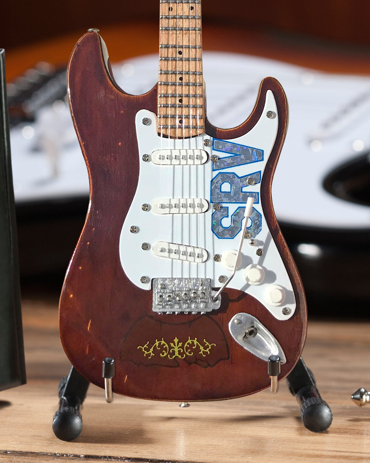 Stevie Ray Vaughan SRV Set of 2 Signature Fender Mini Guitar Replica Collectibles - Officially Licensed