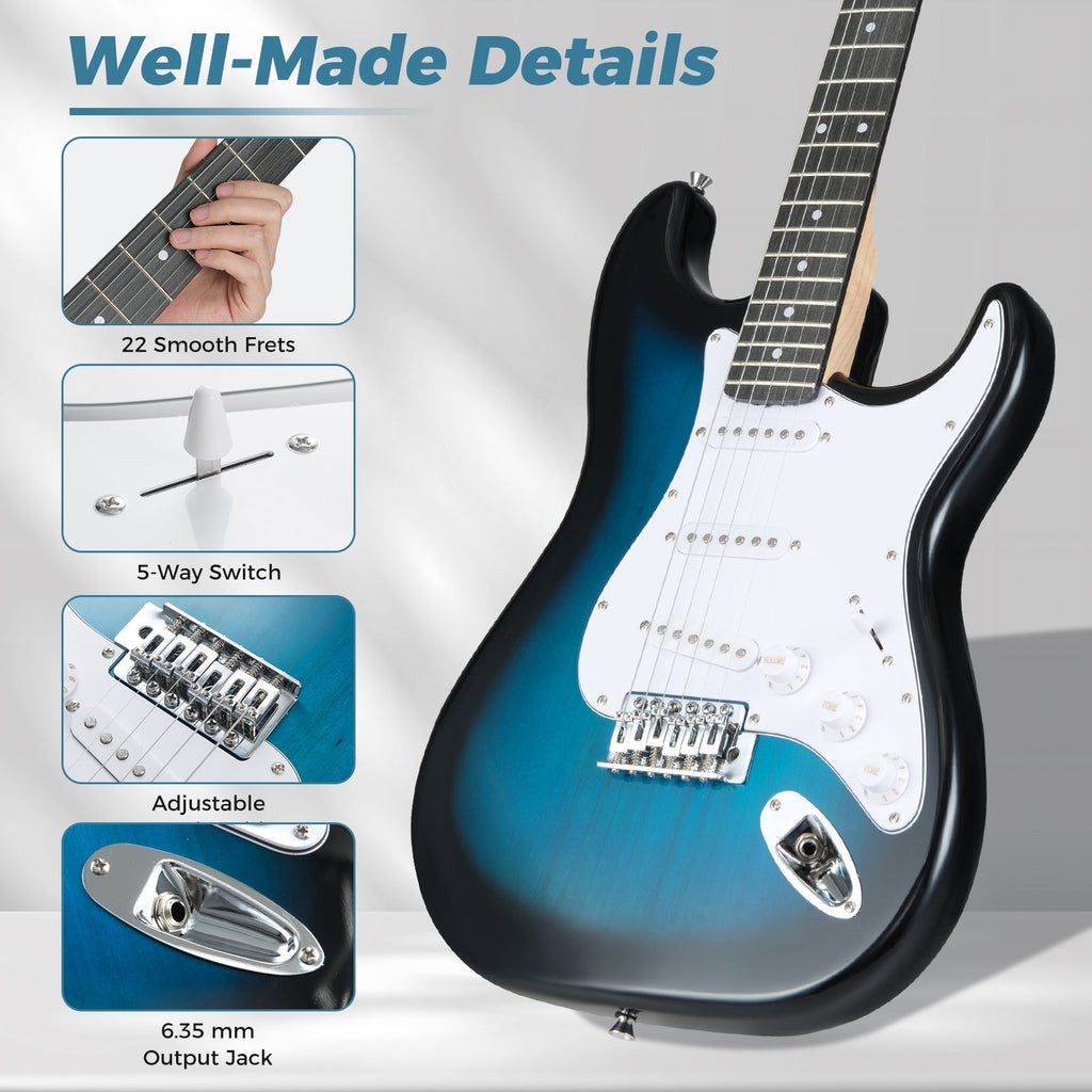 39 Inch Full Size Electric Guitar Beginner Kit with Amplifier for Starter