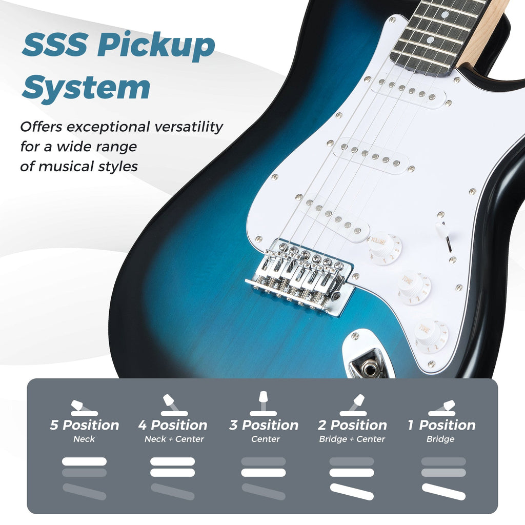 39 Inch Full Size Electric Guitar Beginner Kit with Amplifier for Starter