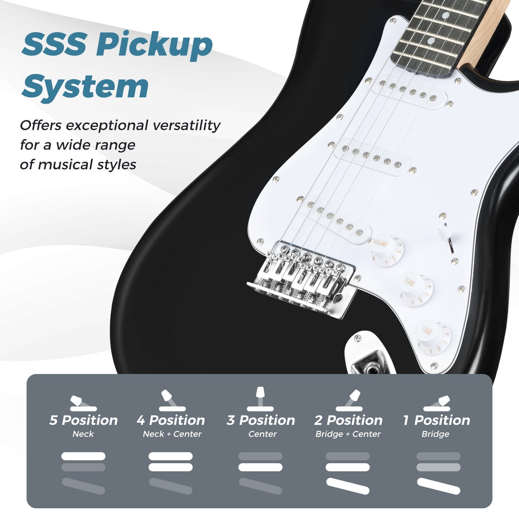 39 Inch Full Size Electric Guitar Beginner Kit with Amplifier for Starter