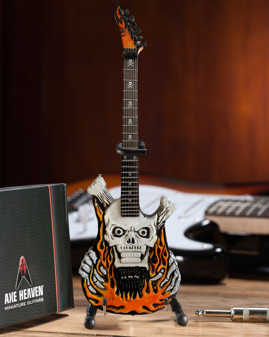Official George Lynch Signature Flaming Skull Mini Guitar Replica