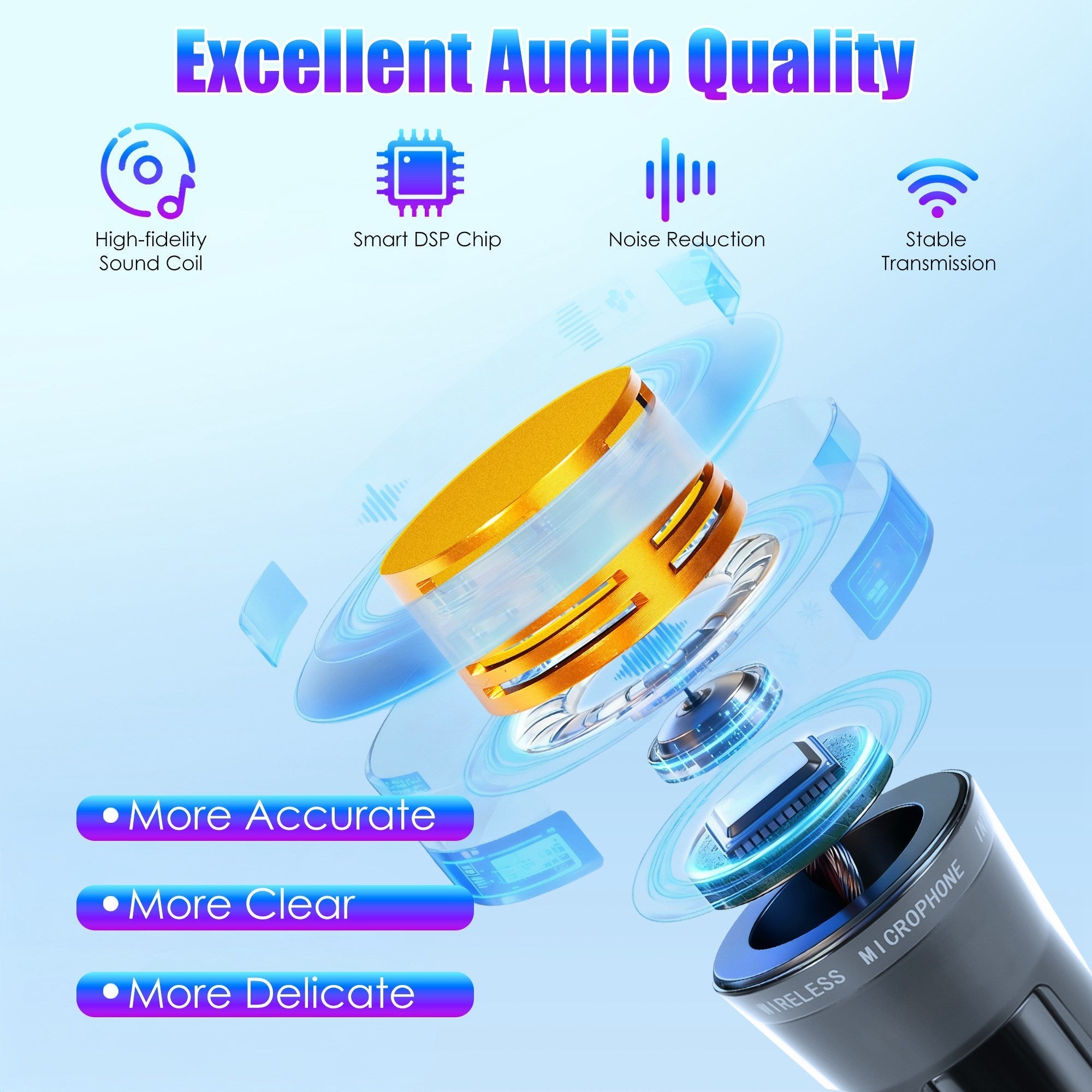 UHF Rechargeable Wireless Microphones | Metal Handheld Mics with 262FT Range