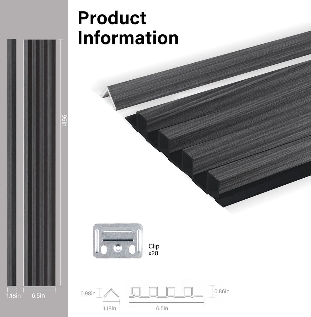 Carborn Gray WPC Fluted 3D Wall Panels |  42.9 sq. ft./Box