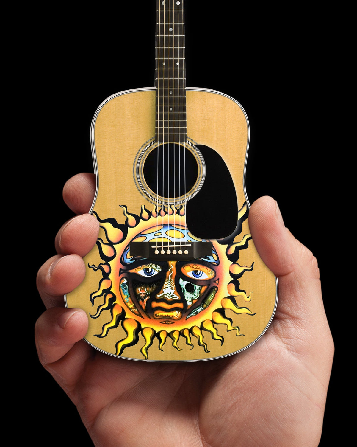 Officially Licensed Sublime Large Sun Logo Natural Finish Acoustic Mini Guitar