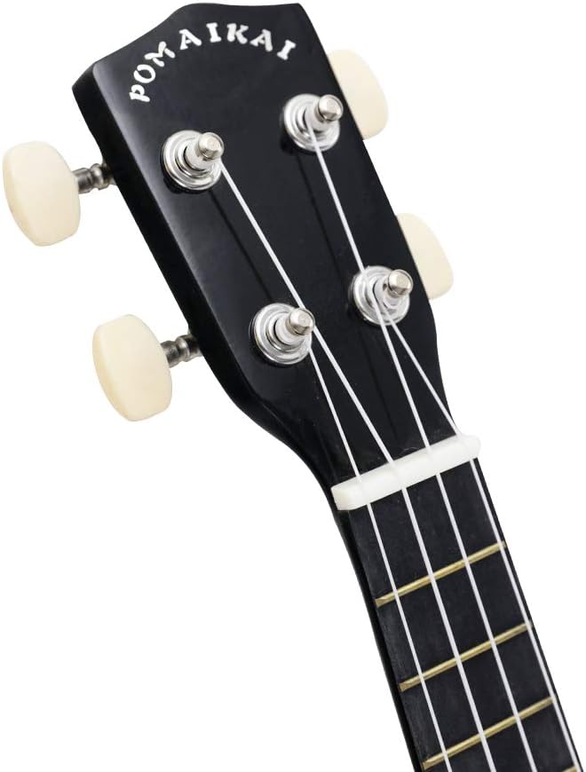 POMAIKAI Ukulele Musical Instruments Starter Wood Soprano Ukele Hawaiian Small Guitar Ukelele 21" Beginner Adult and Students (Black)