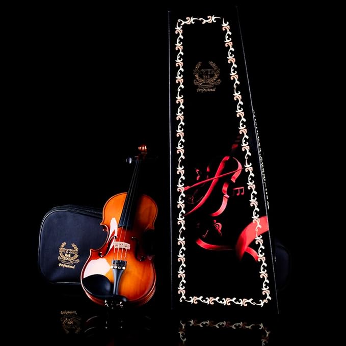 Rhythm Violin Set for Beginners,Acoustic Violins Starter Kit Package for Student,Beginners Fiddle with Hard Case, Rosin, Shoulder Rest, Bow, and Extra Strings (NATURAL, 1/2)