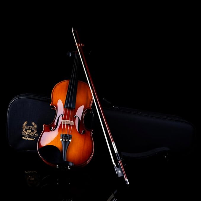 Rhythm Violin Set for Beginners,Acoustic Violins Starter Kit Package for Student,Beginners Fiddle with Hard Case, Rosin, Shoulder Rest, Bow, and Extra Strings (NATURAL, 3/4)