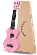 POMAIKAI Soprano Ukulele for Beginners, 21 Inch Ukulele Wood Toddler Guitar Small Hawaiian Ukalalee Starter (Pink)