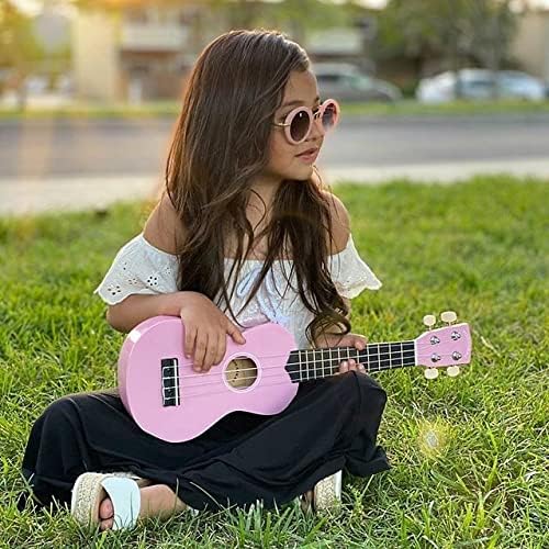 POMAIKAI Soprano Ukulele for Beginners, 21 Inch Ukulele Wood Toddler Guitar Small Hawaiian Ukalalee Starter (Pink)