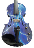 Electric Blue Lightning Violin | Electric-Acoustic with Machine Head Pegs & Carbon Bow