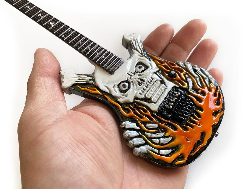 Official George Lynch Signature Flaming Skull Mini Guitar Replica