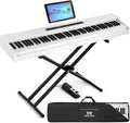MUSTAR Digital Piano 88 Key Weighted with Stand, 88 Key Semi Weighted Keyboard Piano MEP-1000, Portable Electric Piano Keyboard 88 Keys with Bluetooth Connection, Case, Sustain Pedal, MDF, White