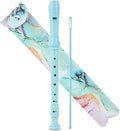 Recorder Instrument for Beginner Adults,8-Hole Soprano Descant Recorder Music Flute with with Cleaning Rod & Leather Case For Home Entertainment(2-Blue Green Splash-ink)