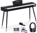 AODSK Beginner Digital Piano 88 Key Keyboard,Full-size Electric Piano for Beginners,with Sheet Music Stand,Pedal,Power Adapter,Headphone Mode,USB-MIDI,Piano Lessons,Black,-Comes with headphones